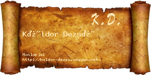 Káldor Dezső névjegykártya